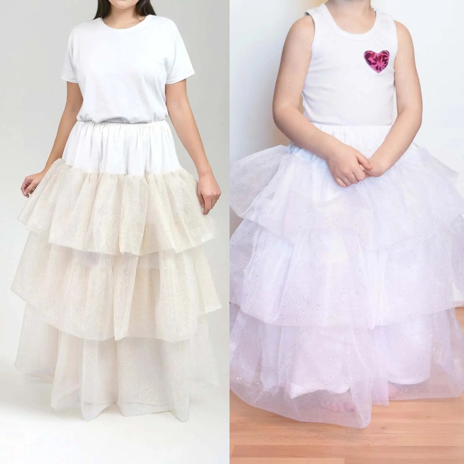 Photo d'un jupon pour femme et enfant à volants en tulle – patrons couture Kandix