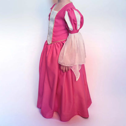 Robe de princesse enfant rose avec manches longues transparentes – patron de couture Margaux de Kandix