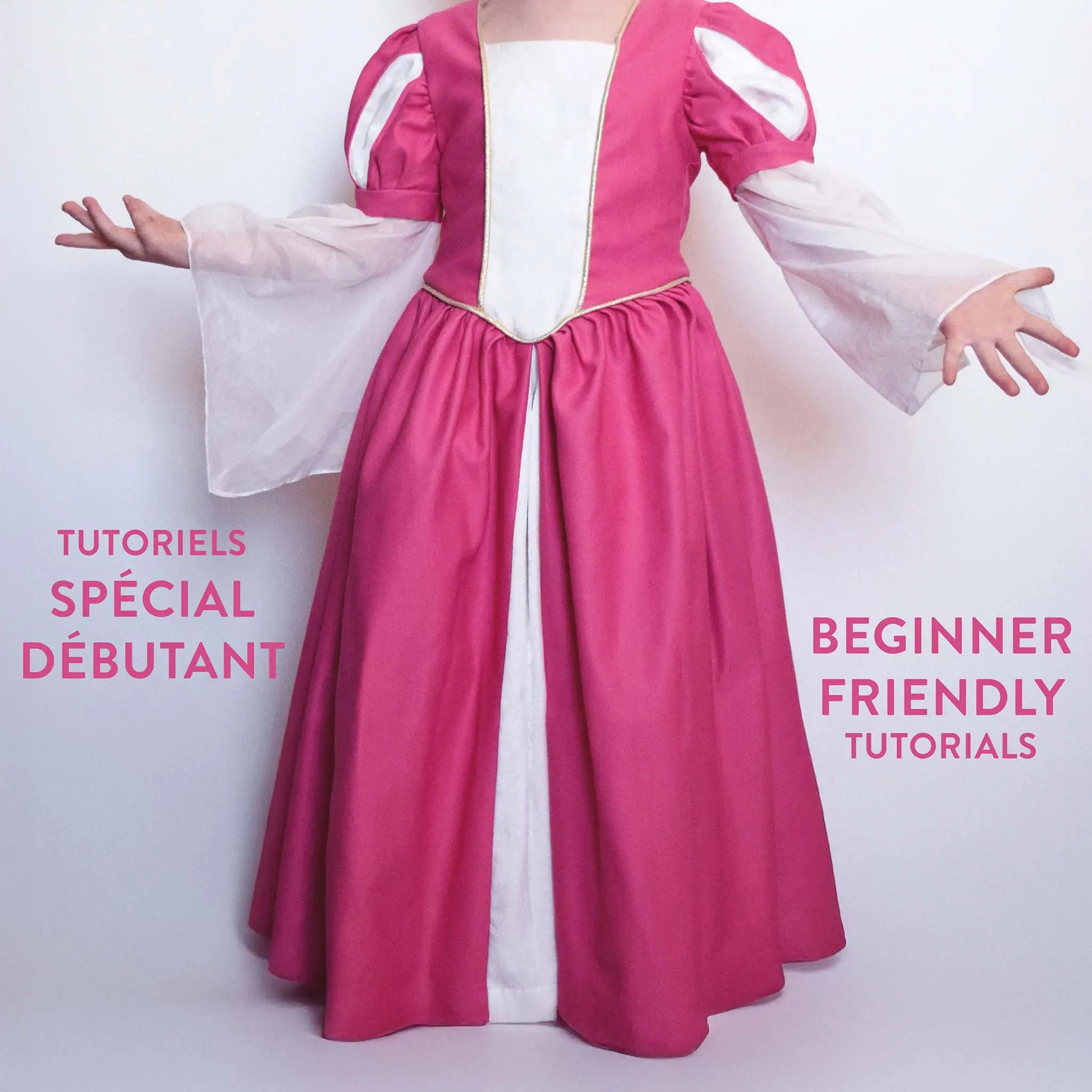 Robe de princesse enfant rose avec texte tutoriels débutants – patron de couture Margaux de Kandix